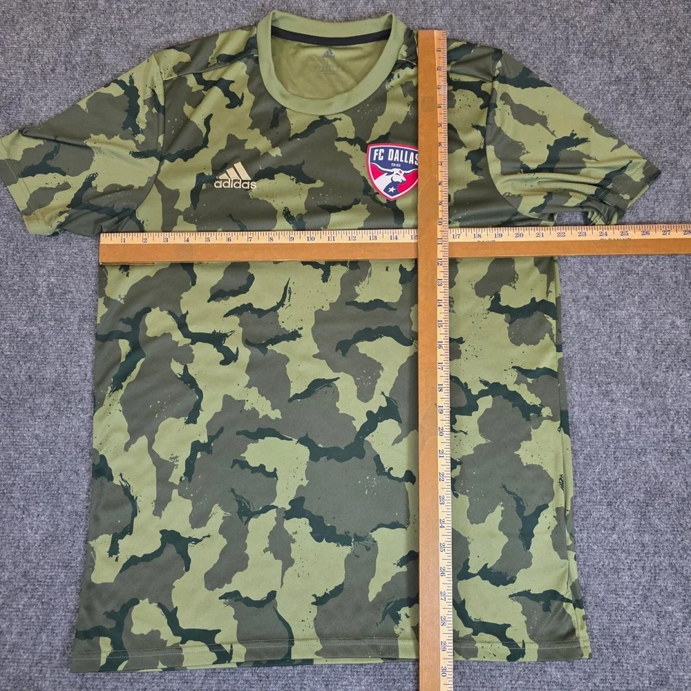 Adidas FC Dallas Soccer Jersey Large Green Camouflage Short‎ Sleeve Performance